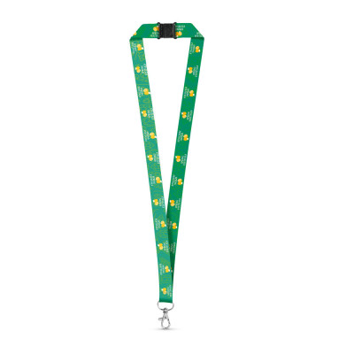 DOVER. SET Lanyard SUBLIMATION Long II (20 mm) in recycled polyester (100 rPET) with Hook Trigger Snap 20 mm and safety lock